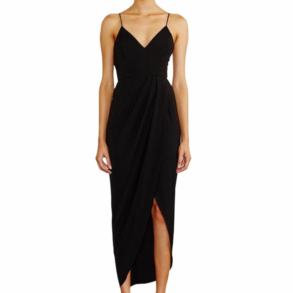 Shona Joy Core Cocktail Draped Dress Black Size 6